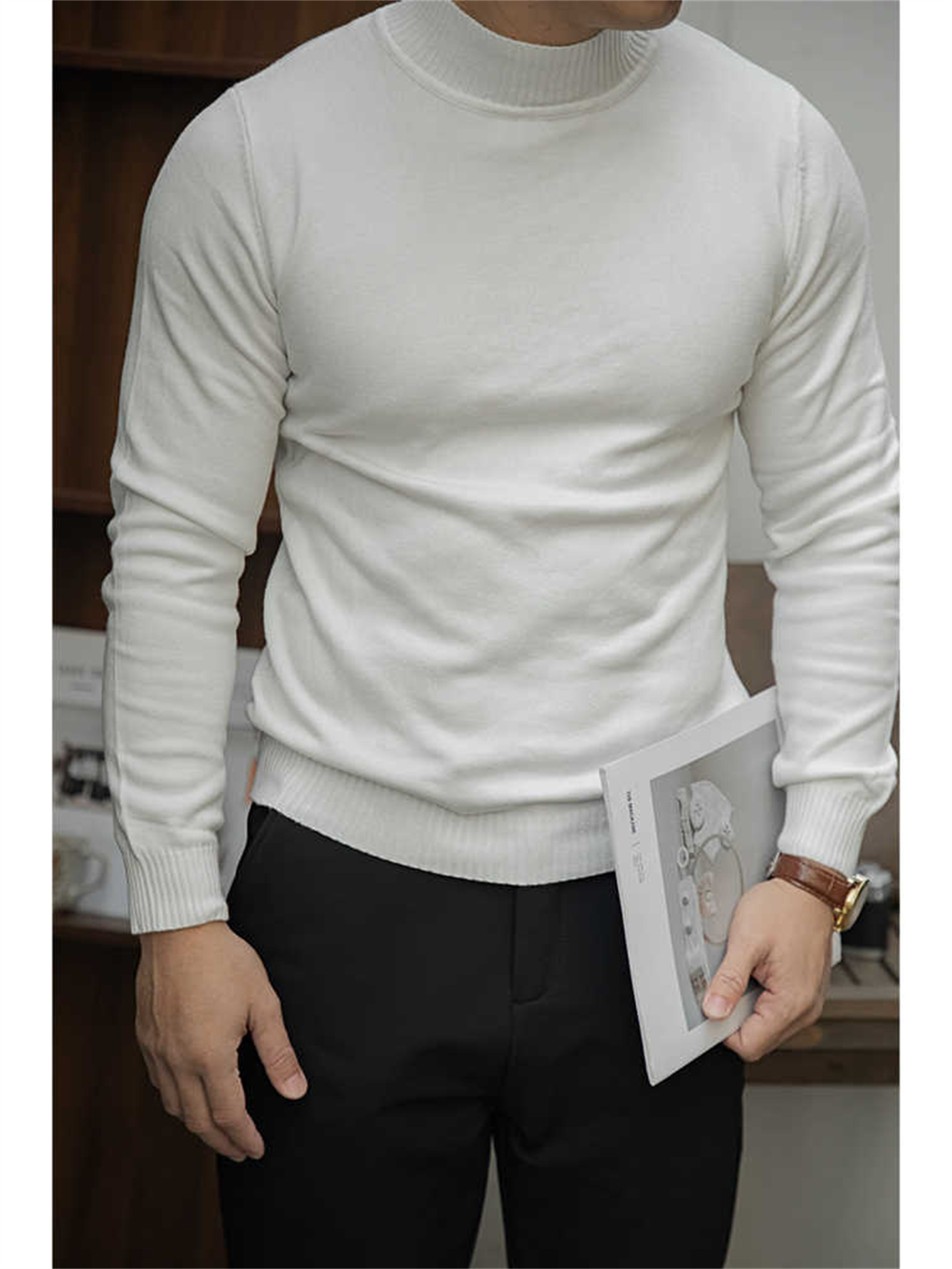 Sweater Bottoming Shirt Basic Warm Man - Image 2