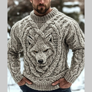 Mens Loose-Fit Long-Sleeve Pullover Hoodie With A Crew Neck And Printed Design - Image 5