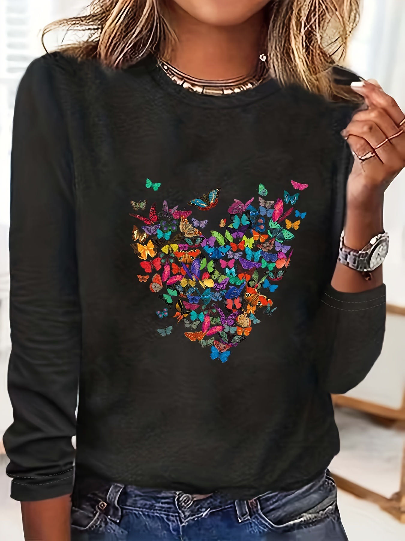 3D Digital print Floral Crew neck Long sleeve Pullover - Image 8