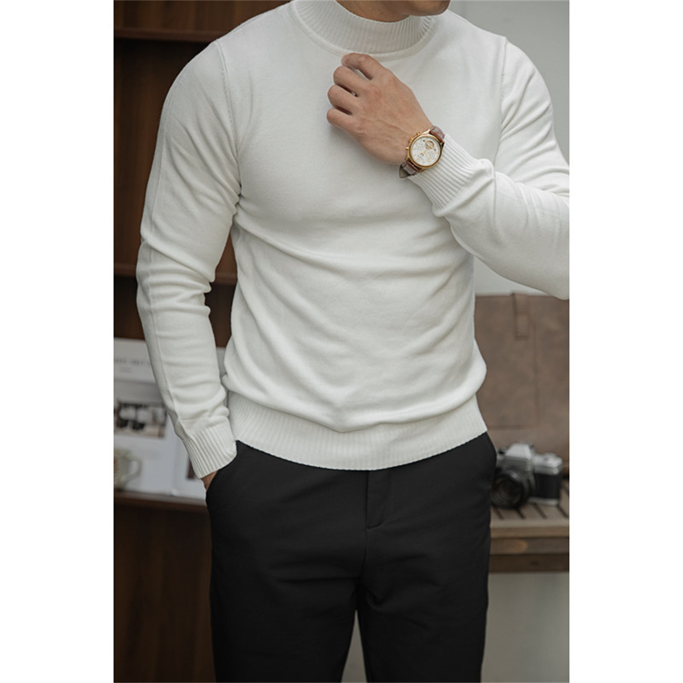 Sweater Bottoming Shirt Basic Warm Man - Image 3