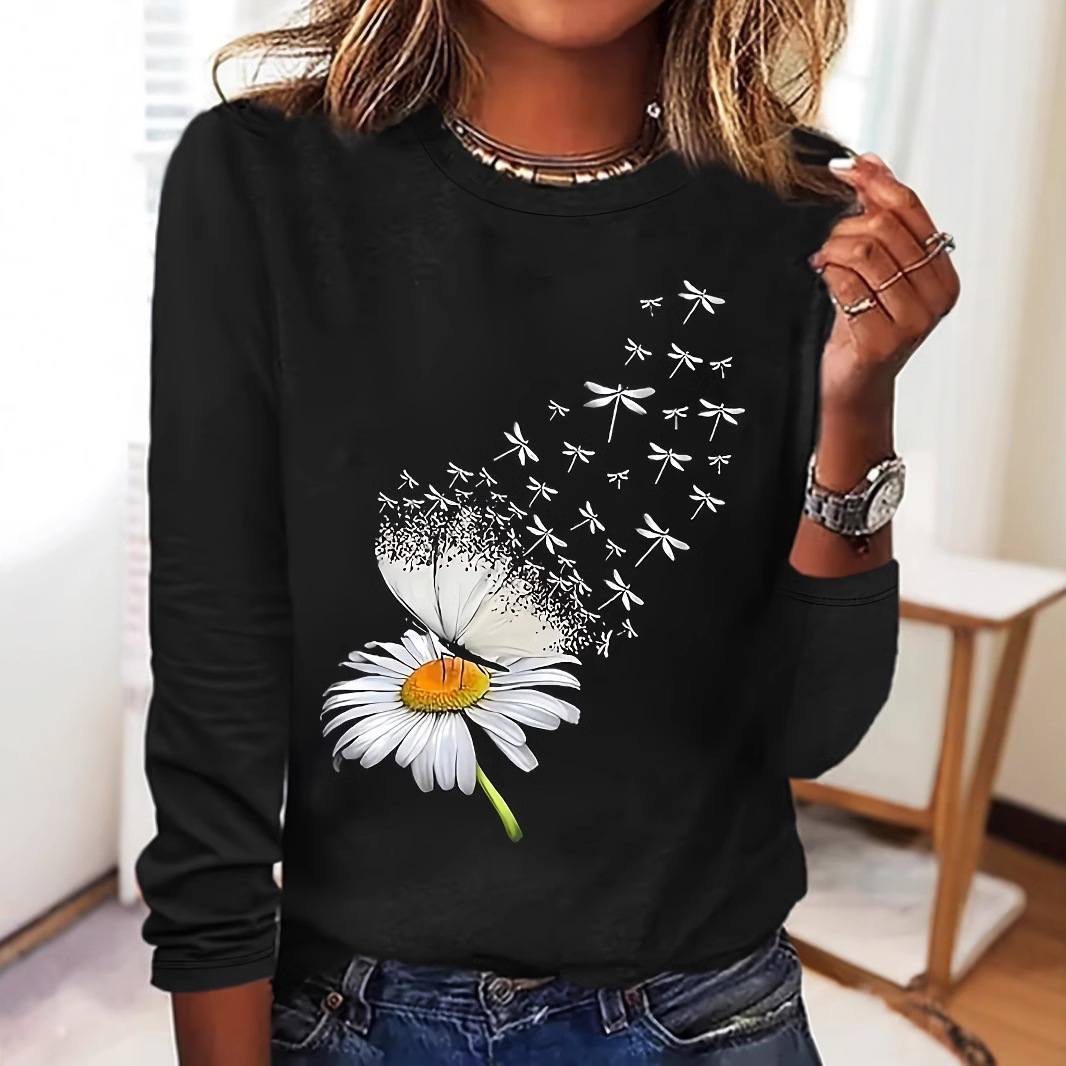 3D Digital print Floral Crew neck Long sleeve Pullover - Image 7